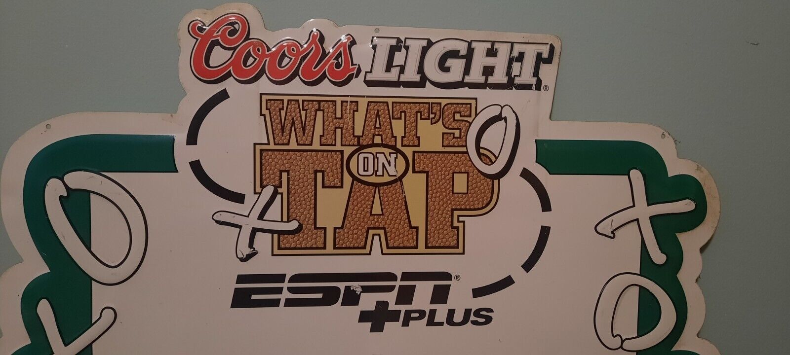 Vintage Original ESPN + Coors Light Large Metal Bar Sign What's On Tap 24x30