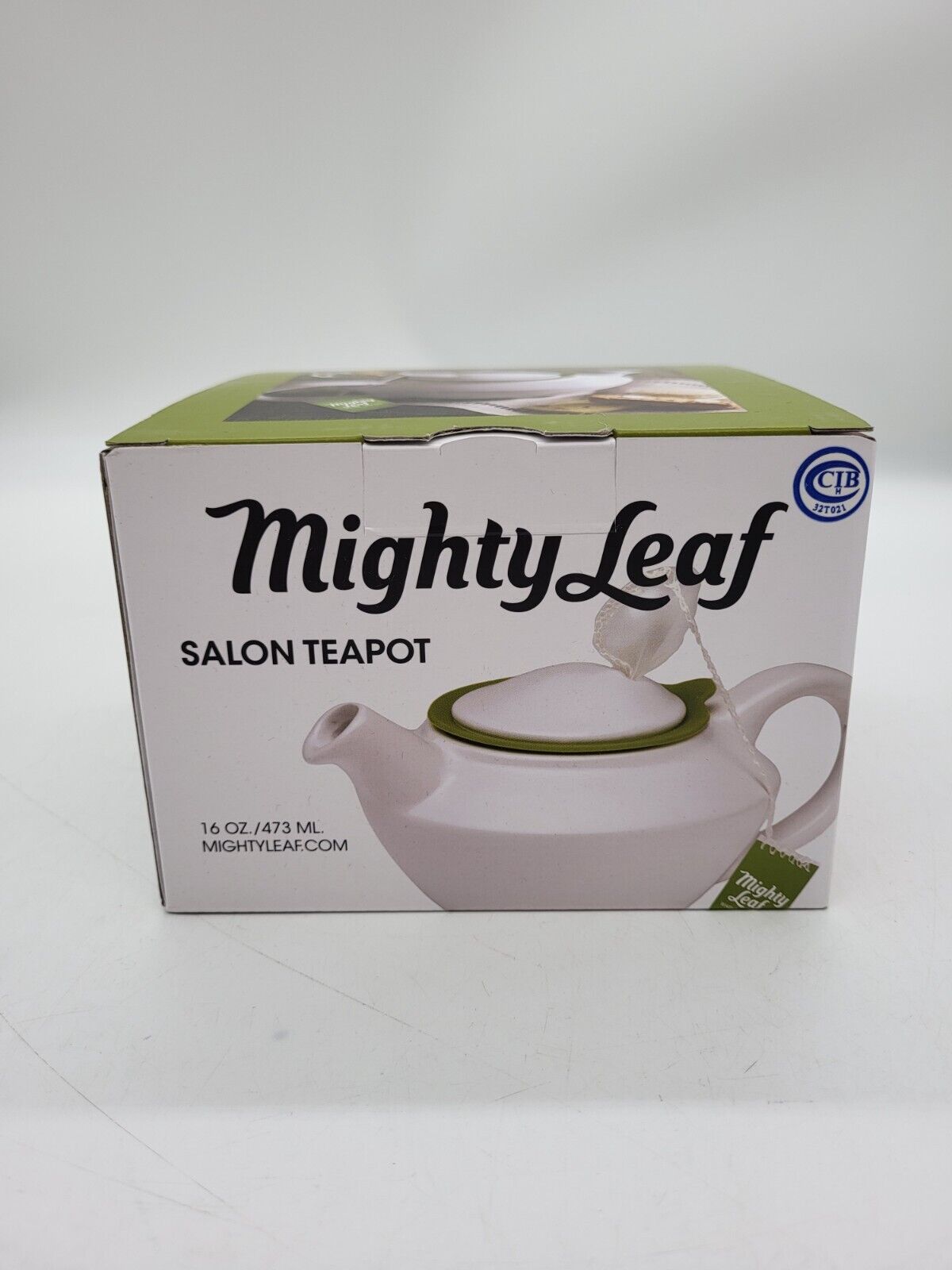 Mighty Leaf 16 Oz Salon Teapot White Ceramic With Black Silicon Ring 473 ML