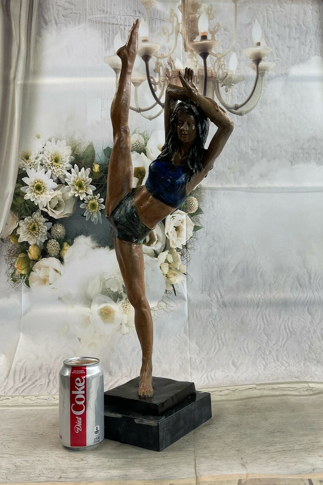 Bronze Handcrafted Multi Color Bronze Masterpiece Girl Gymnast Troph Sculpture T