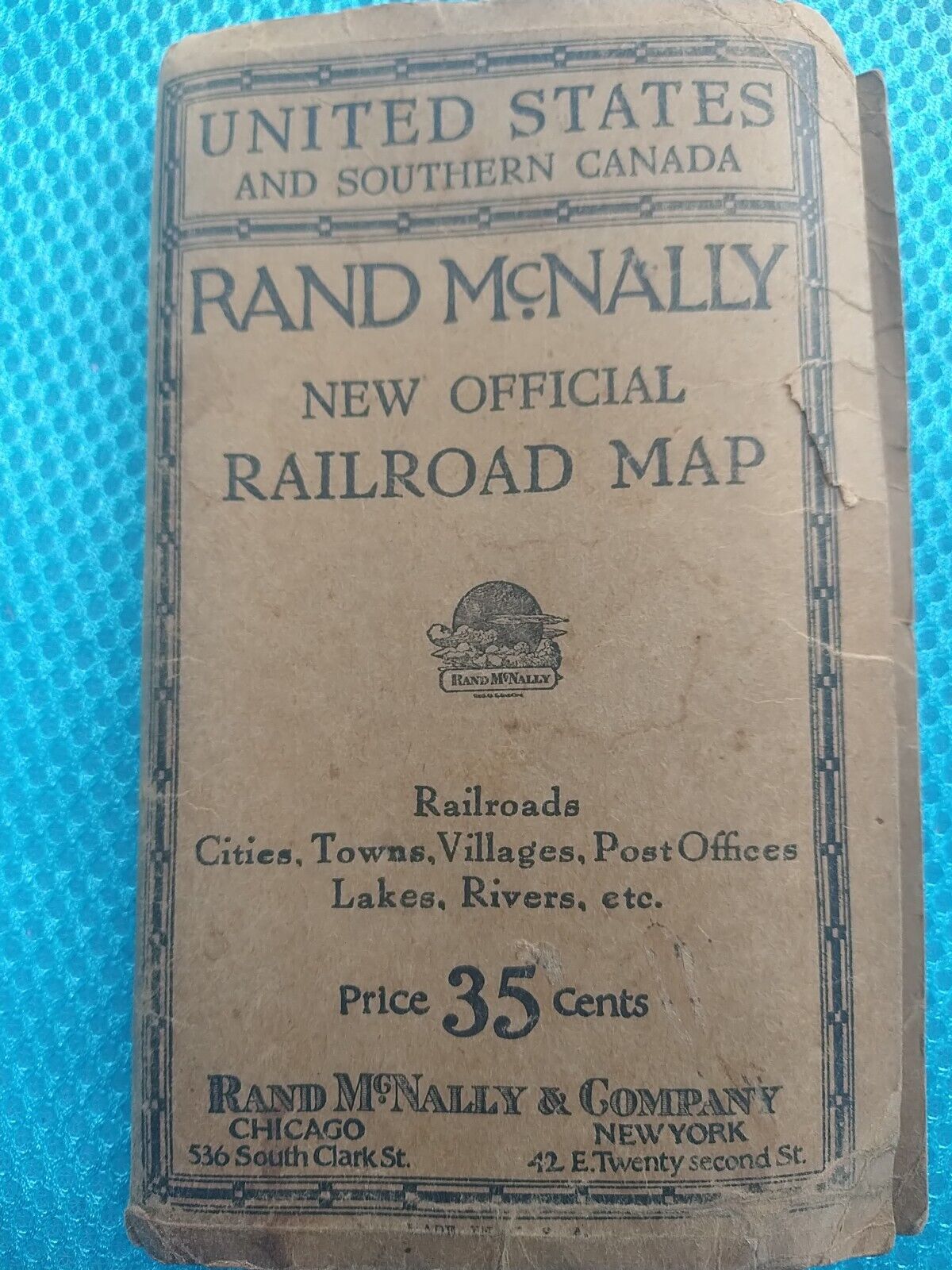 Vintage 1930 Rand McNally 35¢ Official Railroad Map of the United States