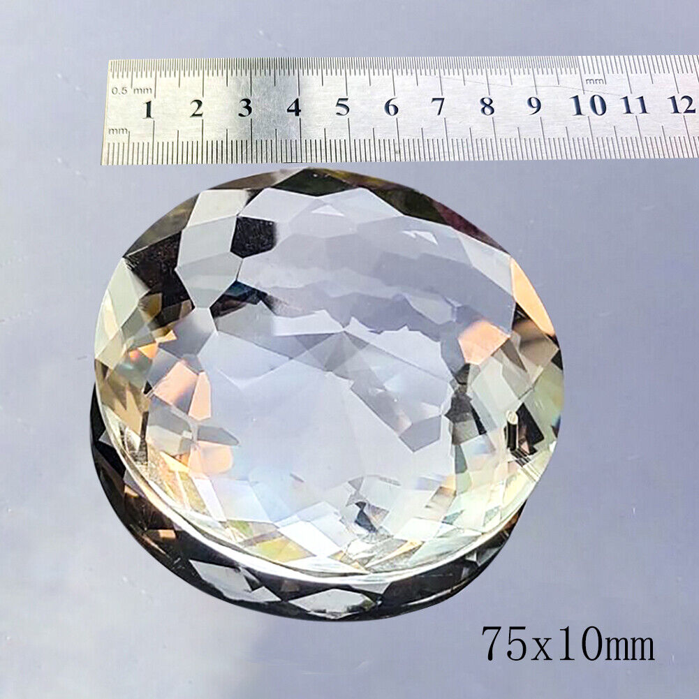 Suncatcher 75MM Fengshui Round Crystal Faceted Prism Hanging Chandelier Pendant