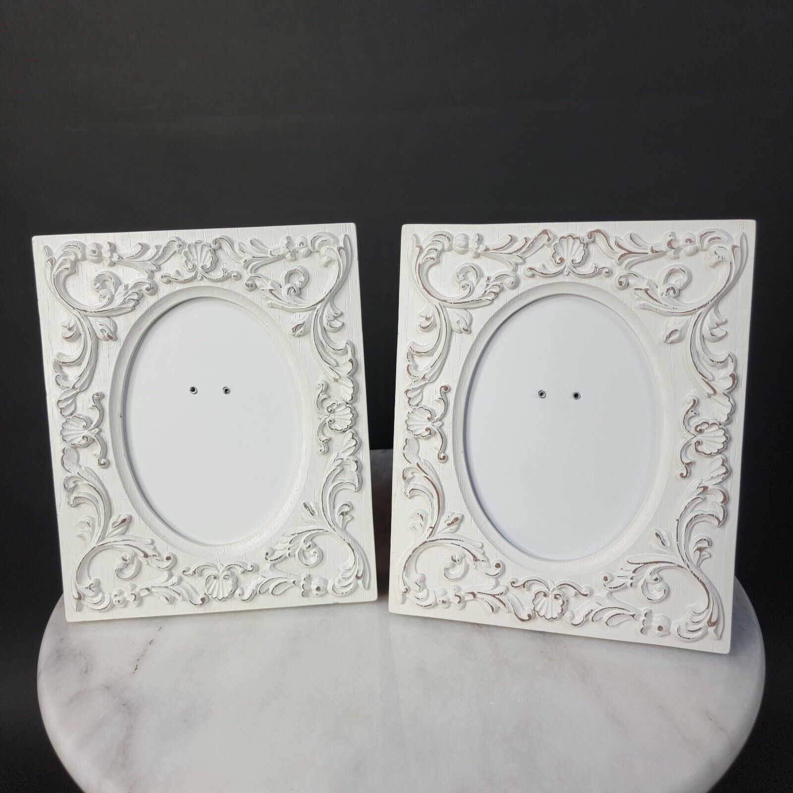 2 Rachel Ashwell Simply Shabby Chic White Picture Frames Heavy Antique Style