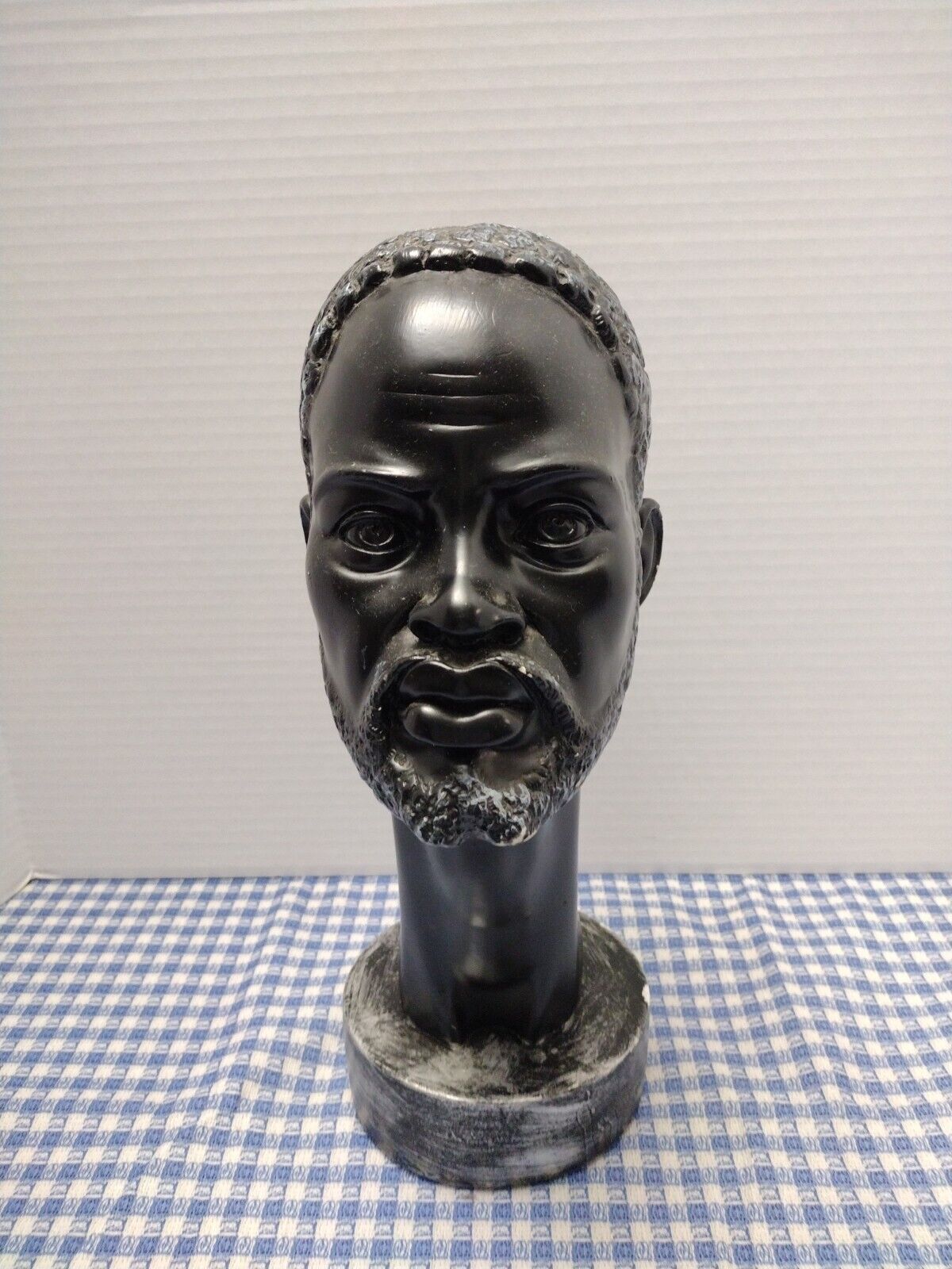 Vintage African Male Resin Sculpture Giannelli Style Bearded Male Head Bust 14\