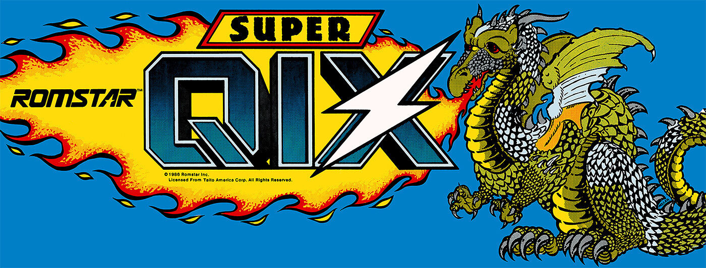 Super Qix Arcade Marquee For Reproduction Header/Backlit Sign