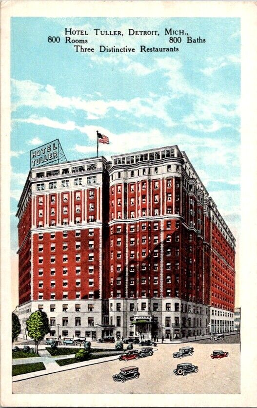 Vintage Postcard Hotel Tuller & Restaurants Detroit MI Michigan c.1915-1930 L369