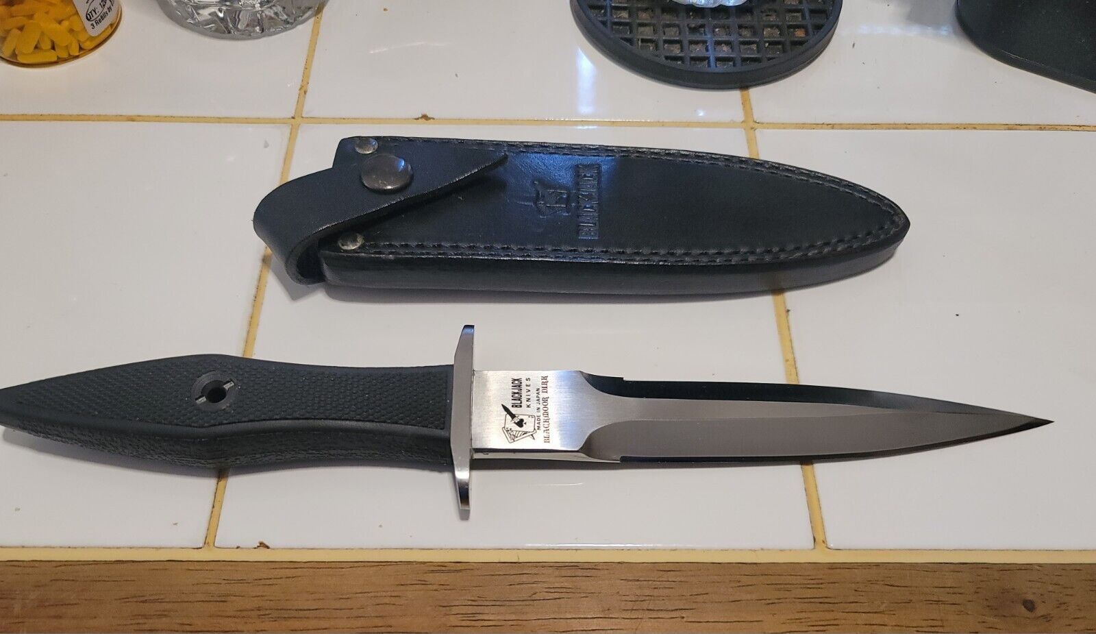 BLACKJACK KNIVES BLACKMOOR DIRK DAGGER KNIFE W/LEATHER SHEATH JAPAN NEVER USED 