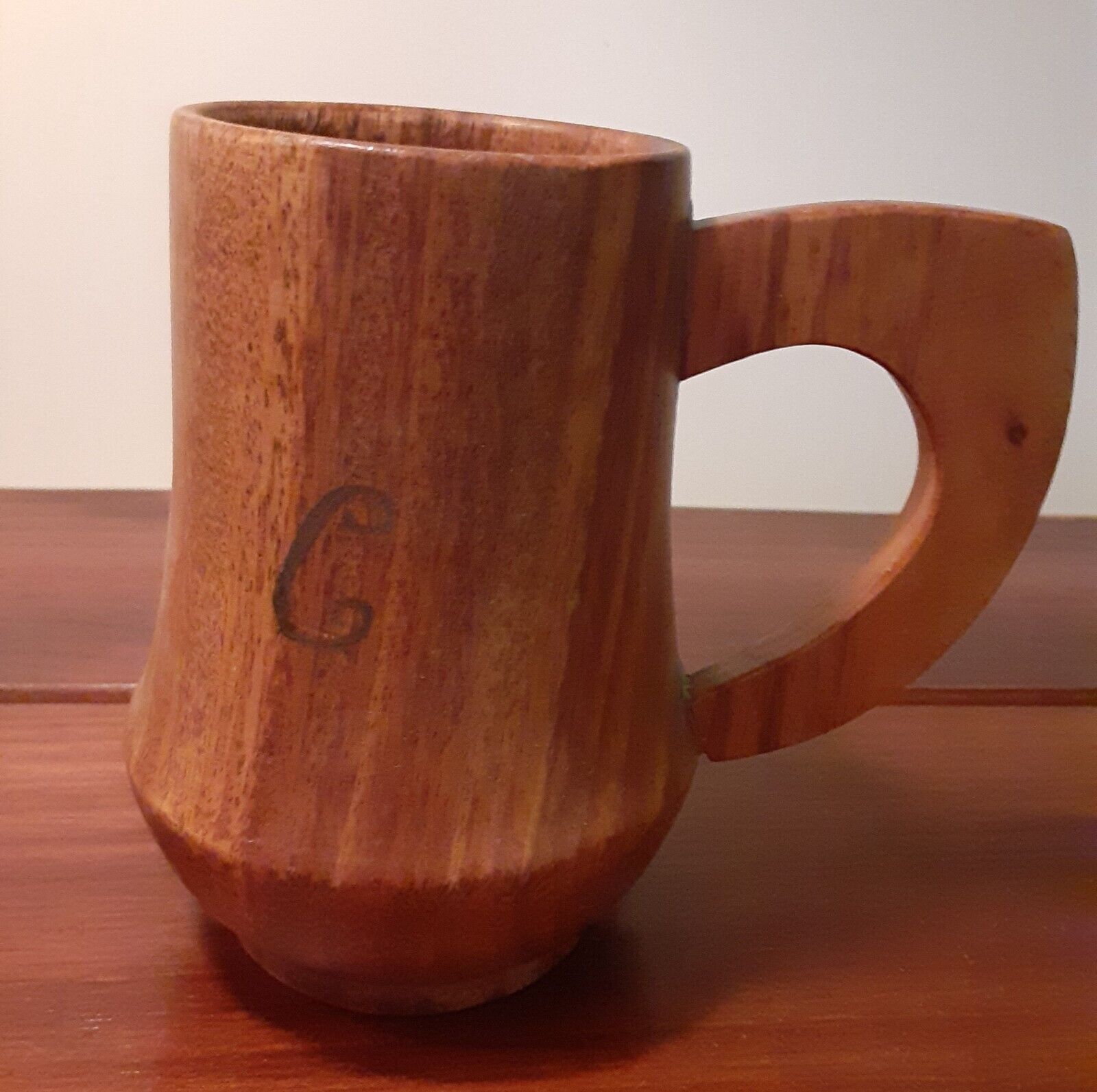 Primitive  Wooden Mug With Initial \