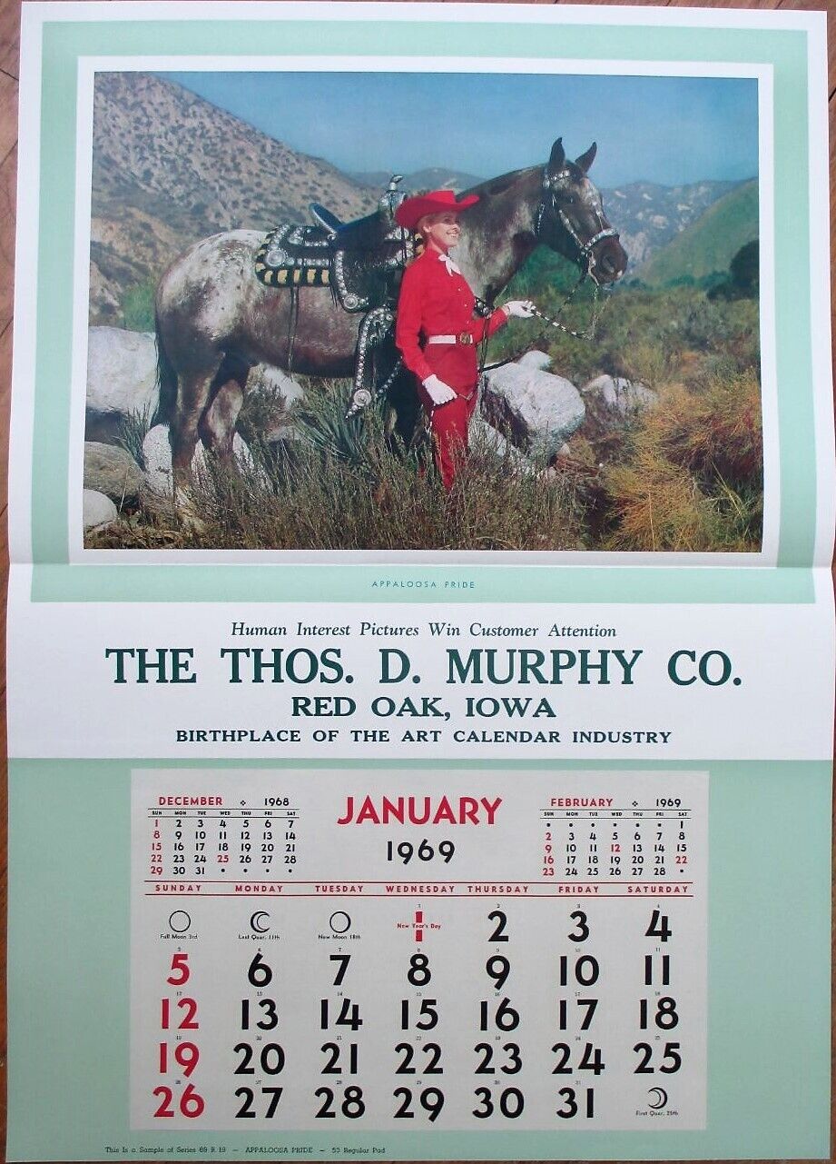 Pinup Cowgirl 1969 20x27 Poster Advertising Calendar Woman Horse Appaloosa Pride
