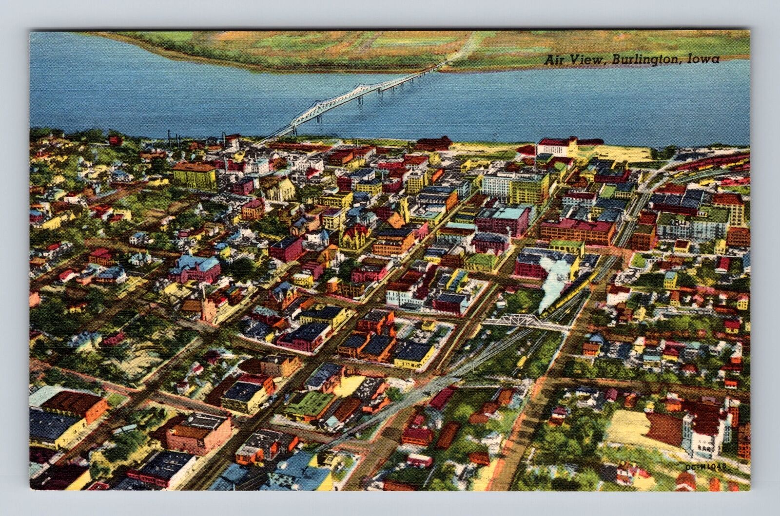 Burlington IA-Iowa, Aerial View Burlington, Antique Souvenir Vintage Postcard