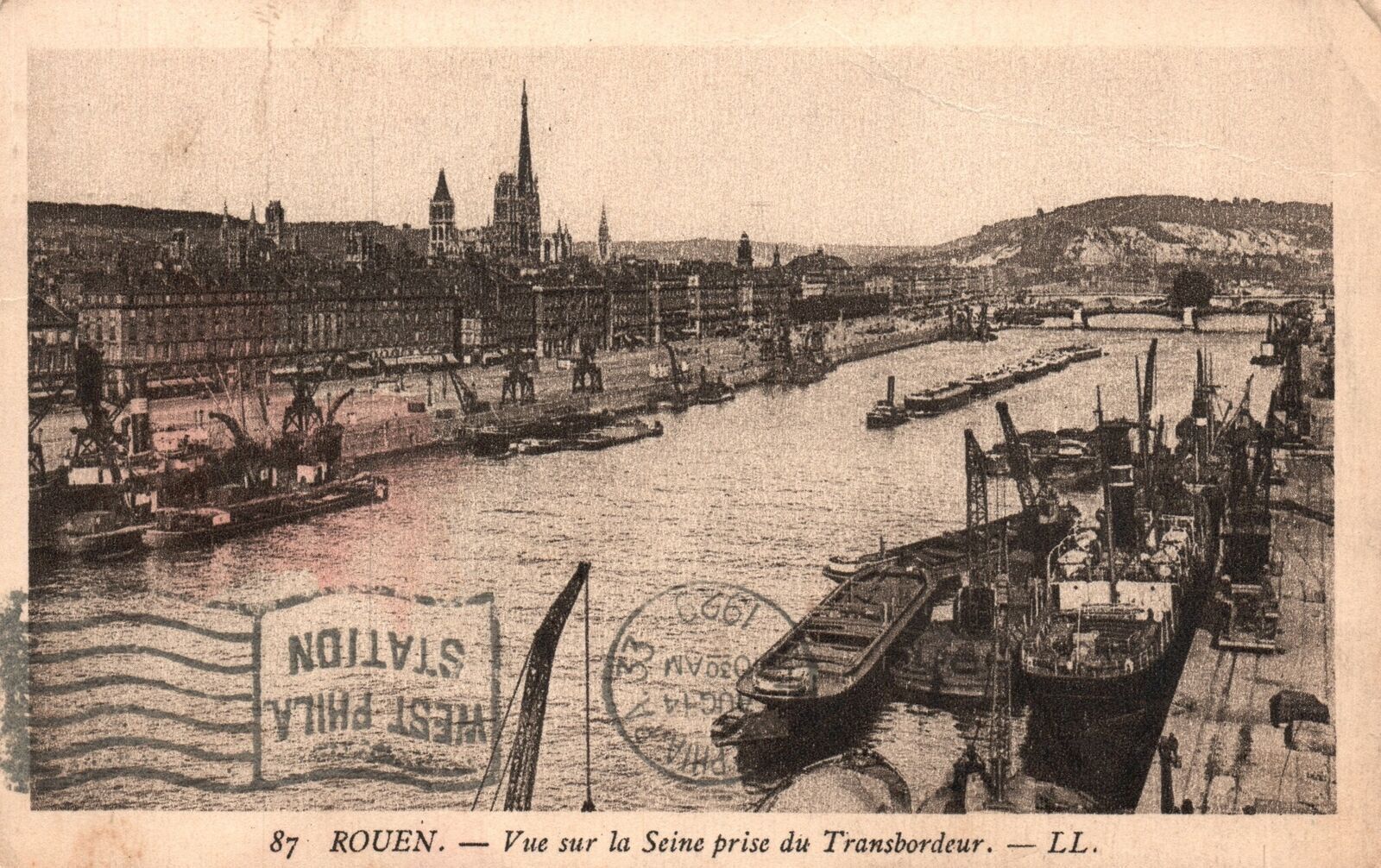 Vintage Postcard Vue Sur La Seine Prise Du Transbordeur Rouen France