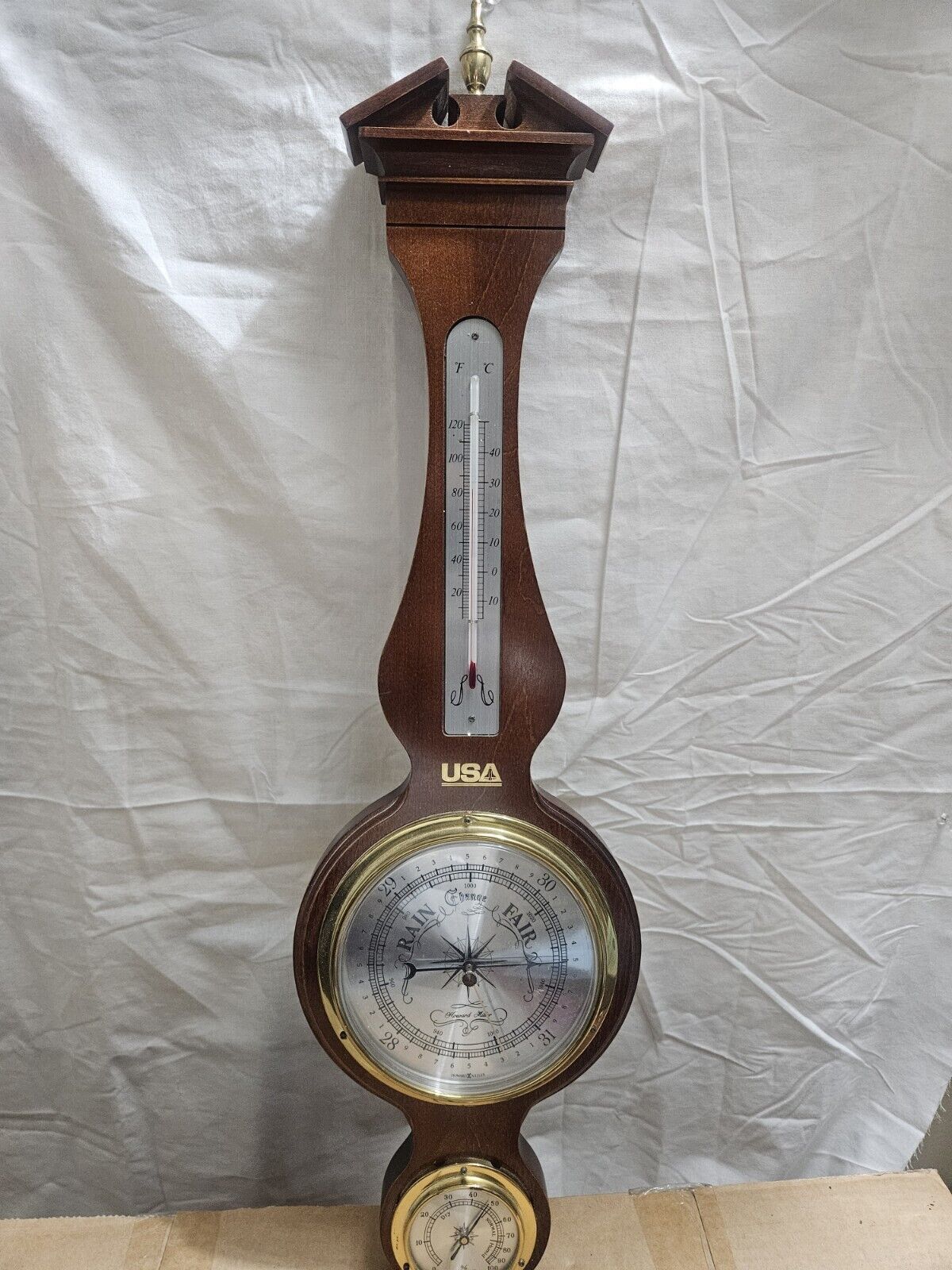 Vintage Howard Miller Barometer Thermometer Hygrometer Weather Station 25 Inch