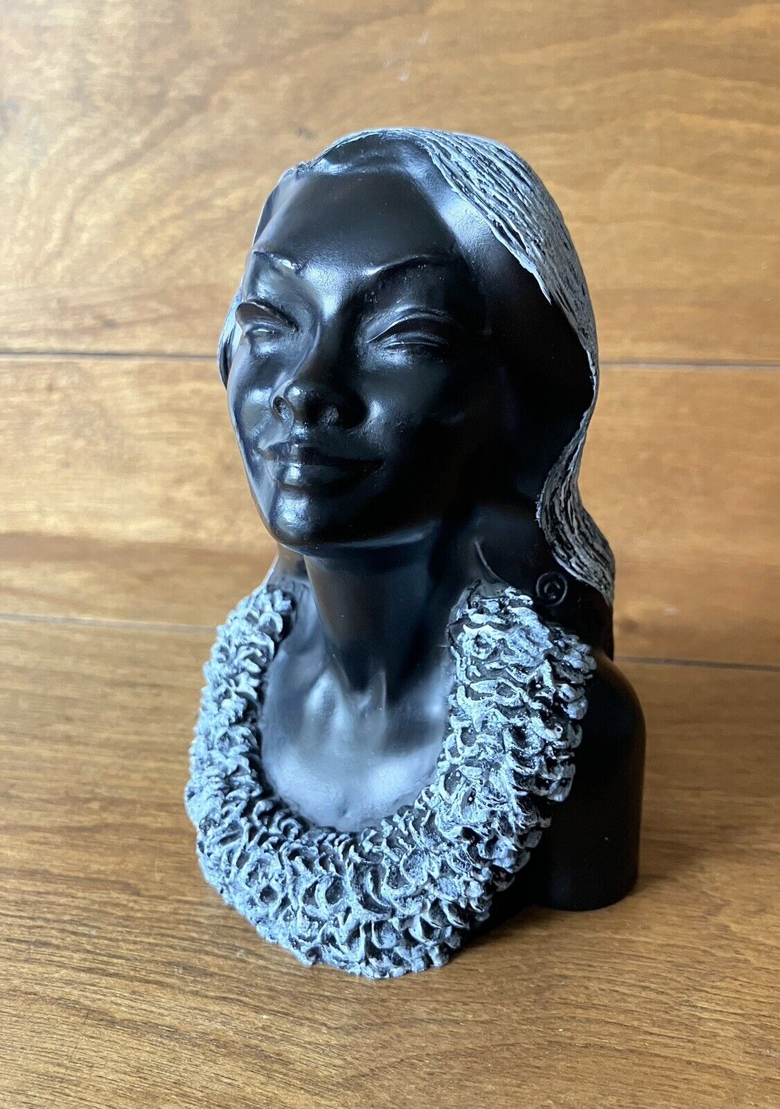 Vintage Frank Schirman exotic black coral Leialoha 1967 sculpture bust woman