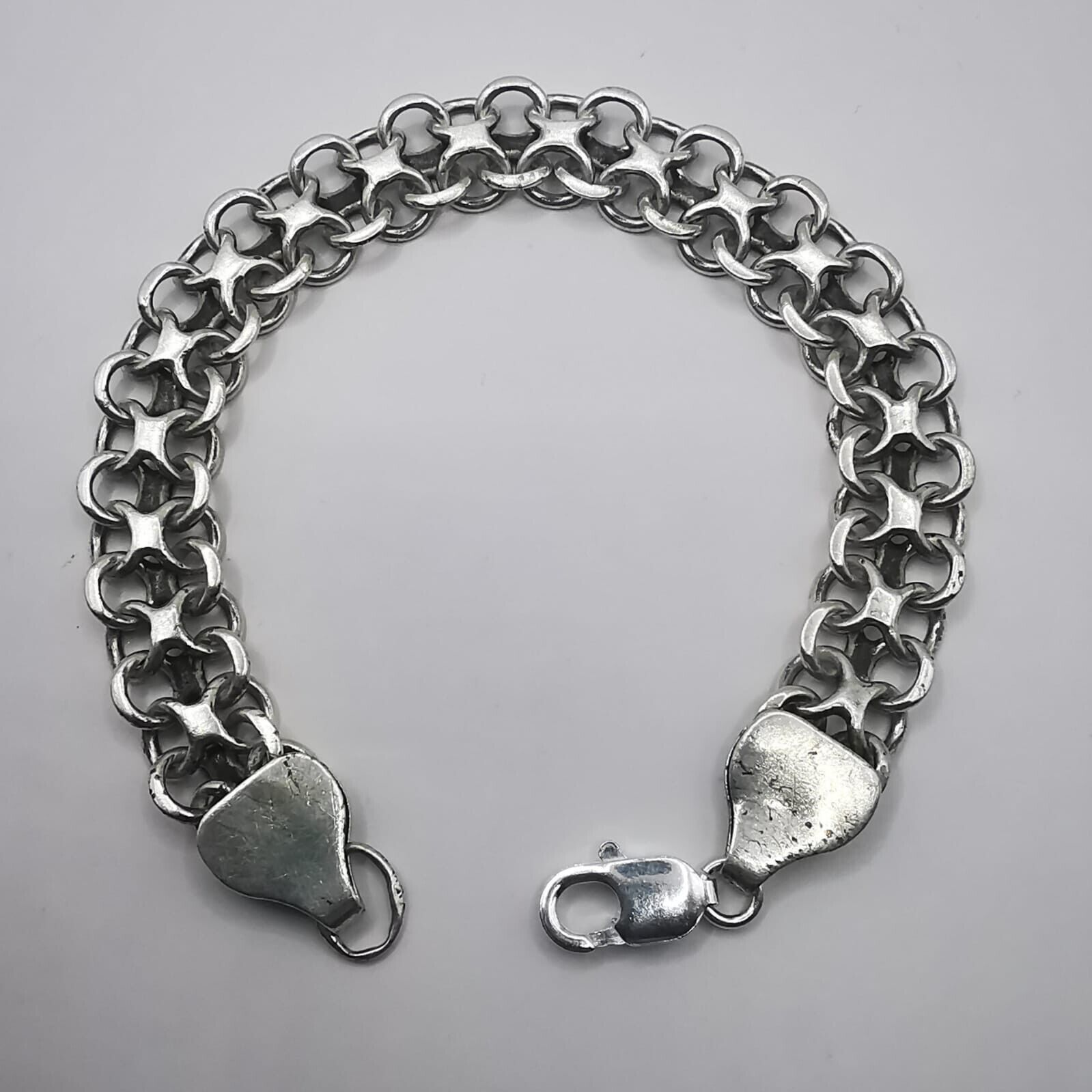 Vintage Massive Men\'s Bracelet Jewelry, 925 Sterling Silver, Handmade 29g
