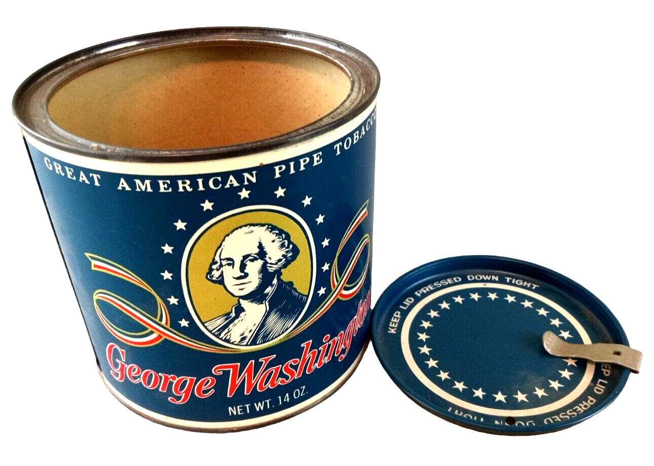 GEORGE WASHINGTON 14 Oz. Tobacco Tin Winston Salem, NC Vintage Advertising EMPTY