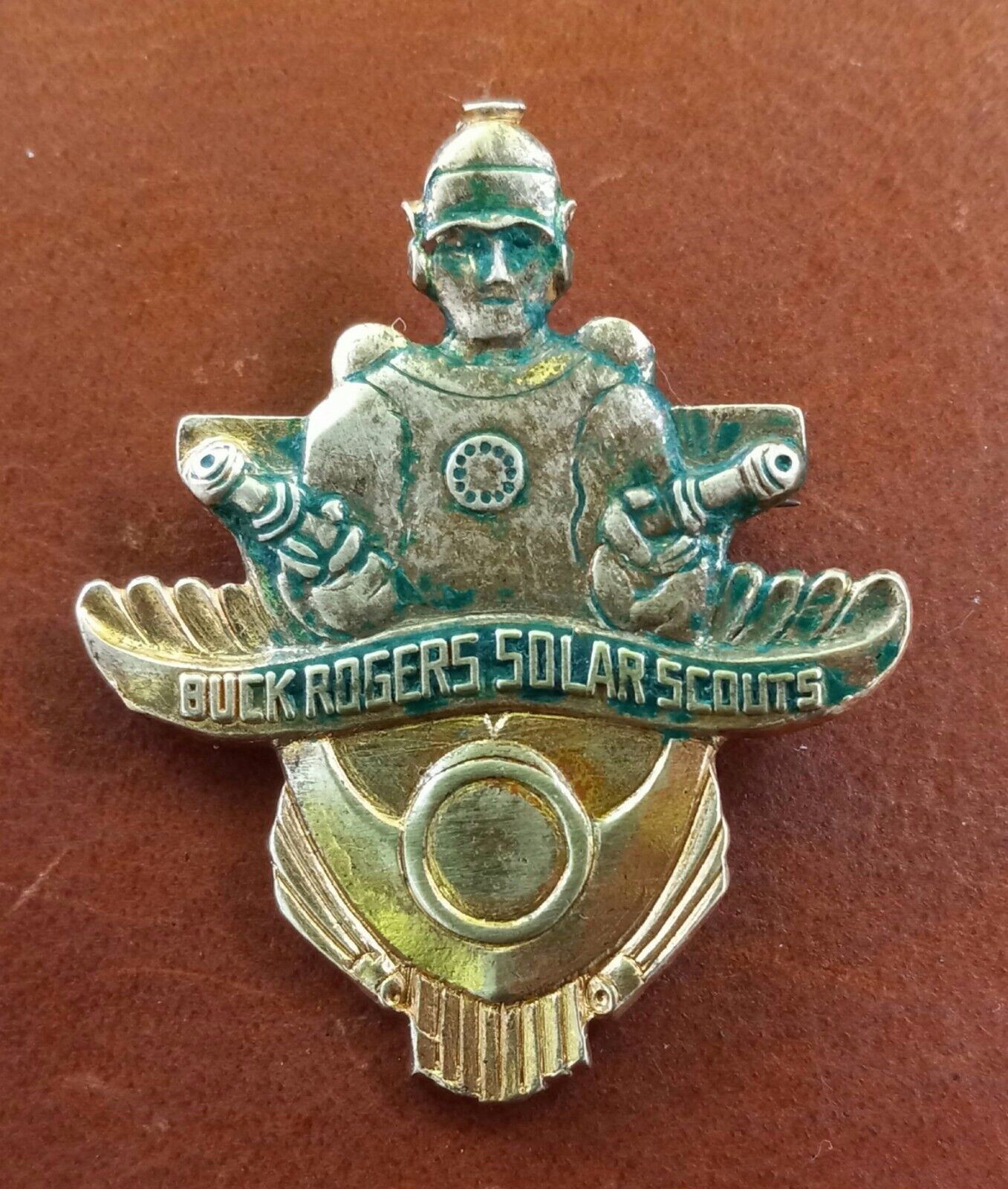 Vintage 1930s Buck Rogers Solar Scouts Brass Pin Badge