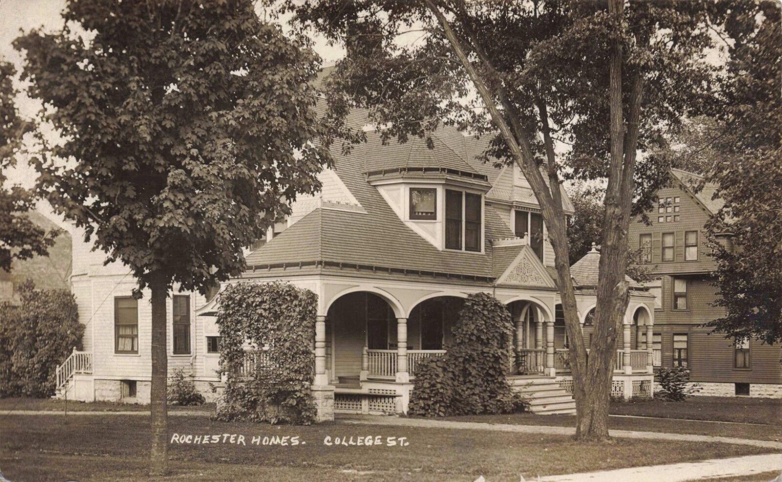 RPPC Rochester Minnesota Homes on College St. Real Photo Early 1900s Postcard