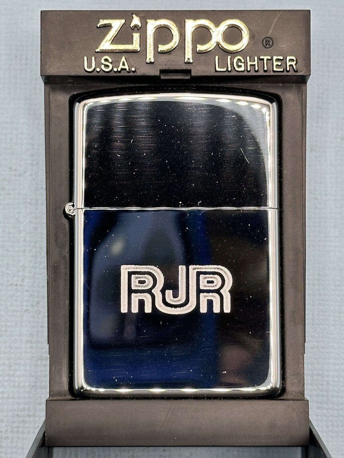 Vintage 1983 RJR Logo RJ Reynolds High Polish Chrome Zippo Lighter NEW Rare