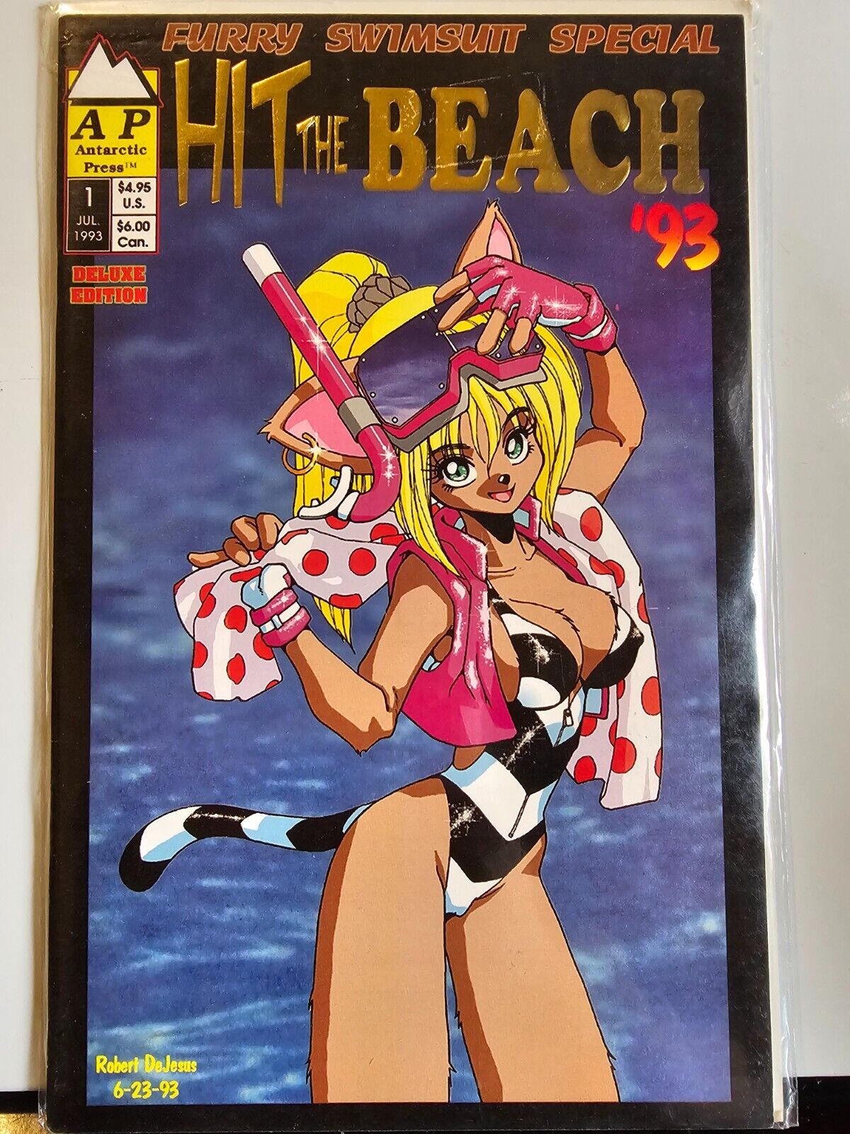 Hit The Beach Furry Swimsuit Special # Antarctic Press 1993 Gold Foil Comic Book