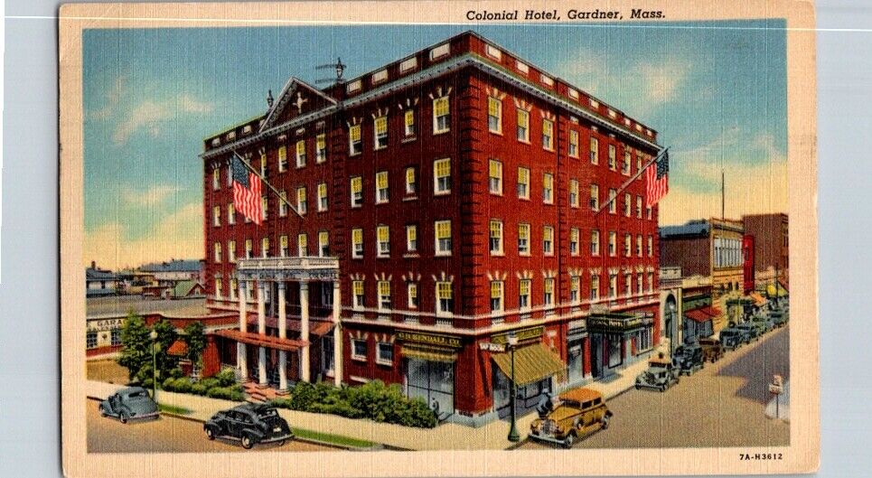 Vintage Postcard Colonial Hotel Gardner MA Massachusetts 1955               M164