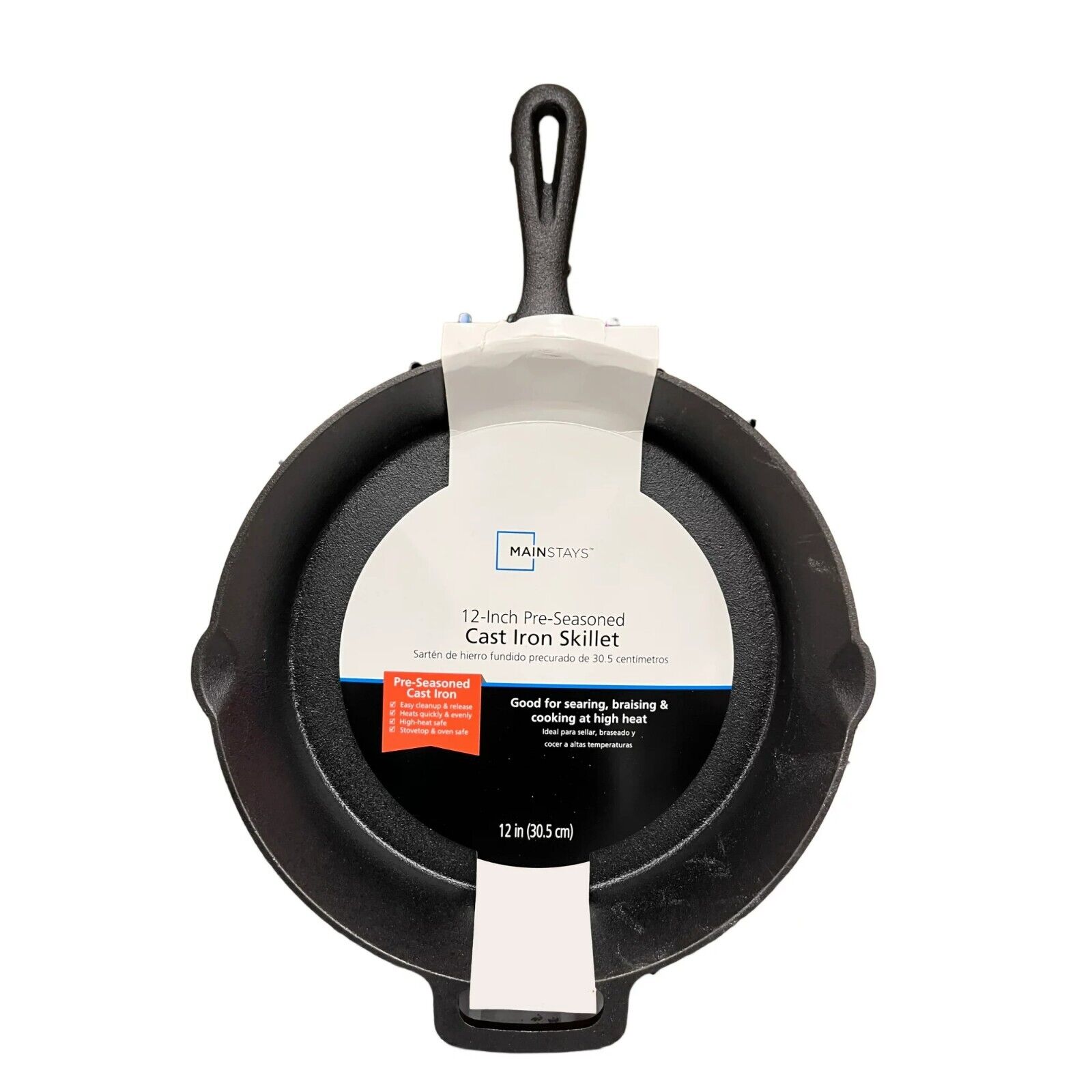 Mainstays 12-Inch Cast Iron Skillet Induction, Ceramic, Electric Compatible,