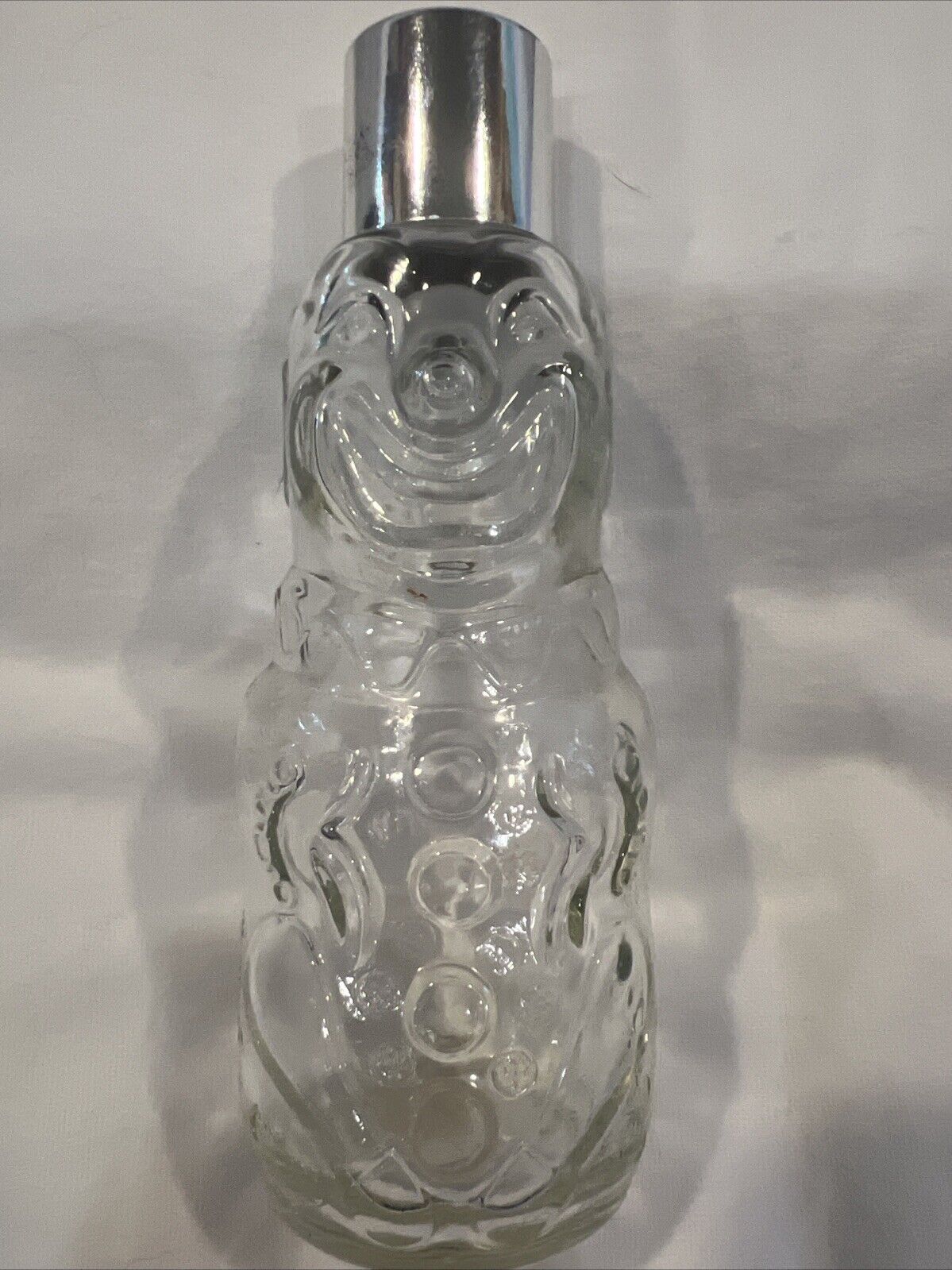 Vintage Clear Glass Brockway BoBo Clown Figurine 4oz Bottle With Top