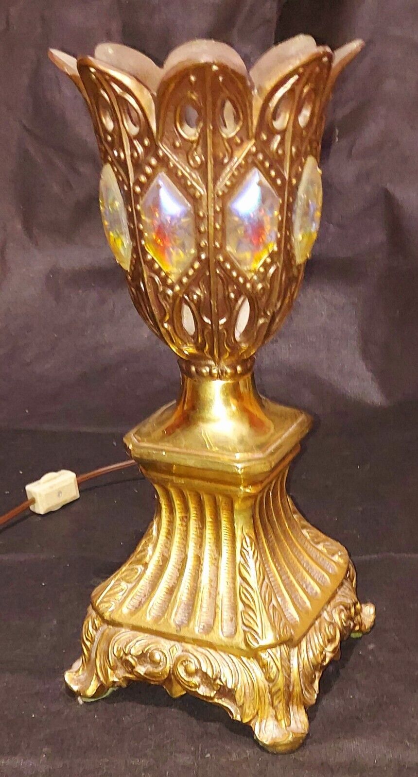 Vintage Gothic Cherub Gemstone Lamp