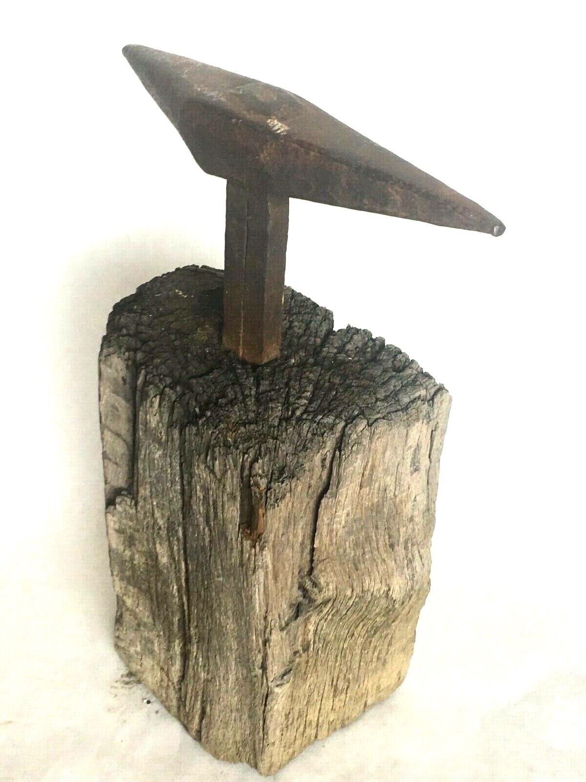 Antique Stake Stump Travel Anvil Primitive Blacksmith Ironwork Tool Forge Rustic