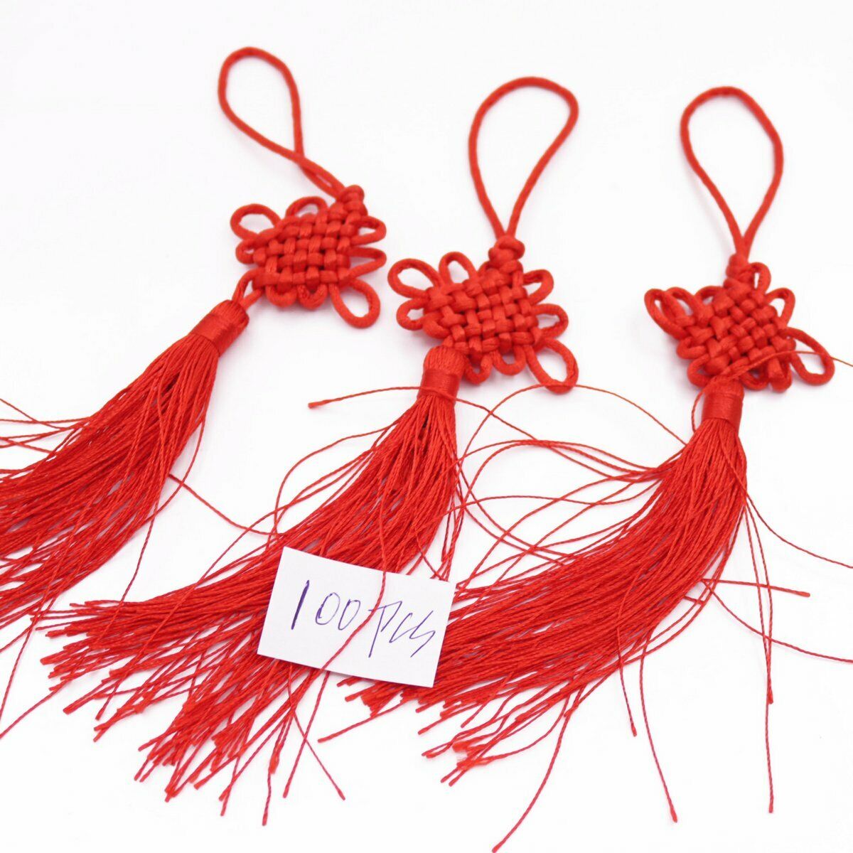 100 PCS Chinese Knot Red Auspicious China Knot Tassel Pendant 7\