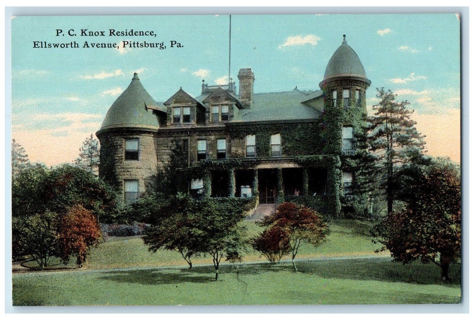 c1910 PC Knox Residence Ellsworth Avenue Pittsburg Pennsylvania PA Postcard