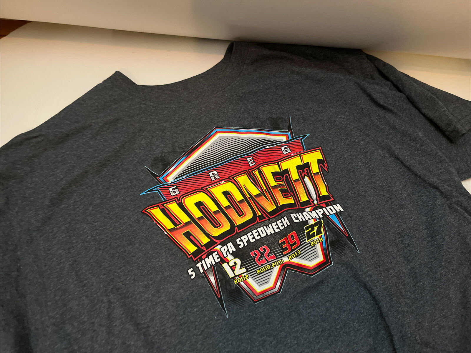Vntg #12 Greg Hodnett 410 Sprint Car T Shirt size Large - Pa. Speedway Chevrolet