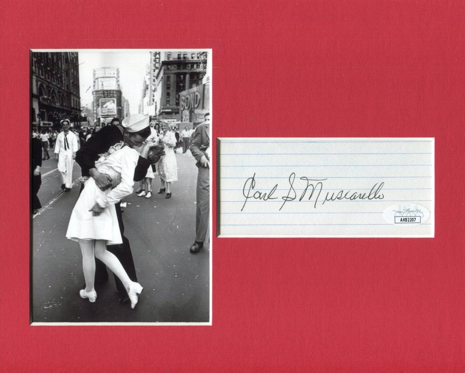 Carl Muscarello Life WWII War V-J Day Kissing Sailor Signed Autograph Photo JSA