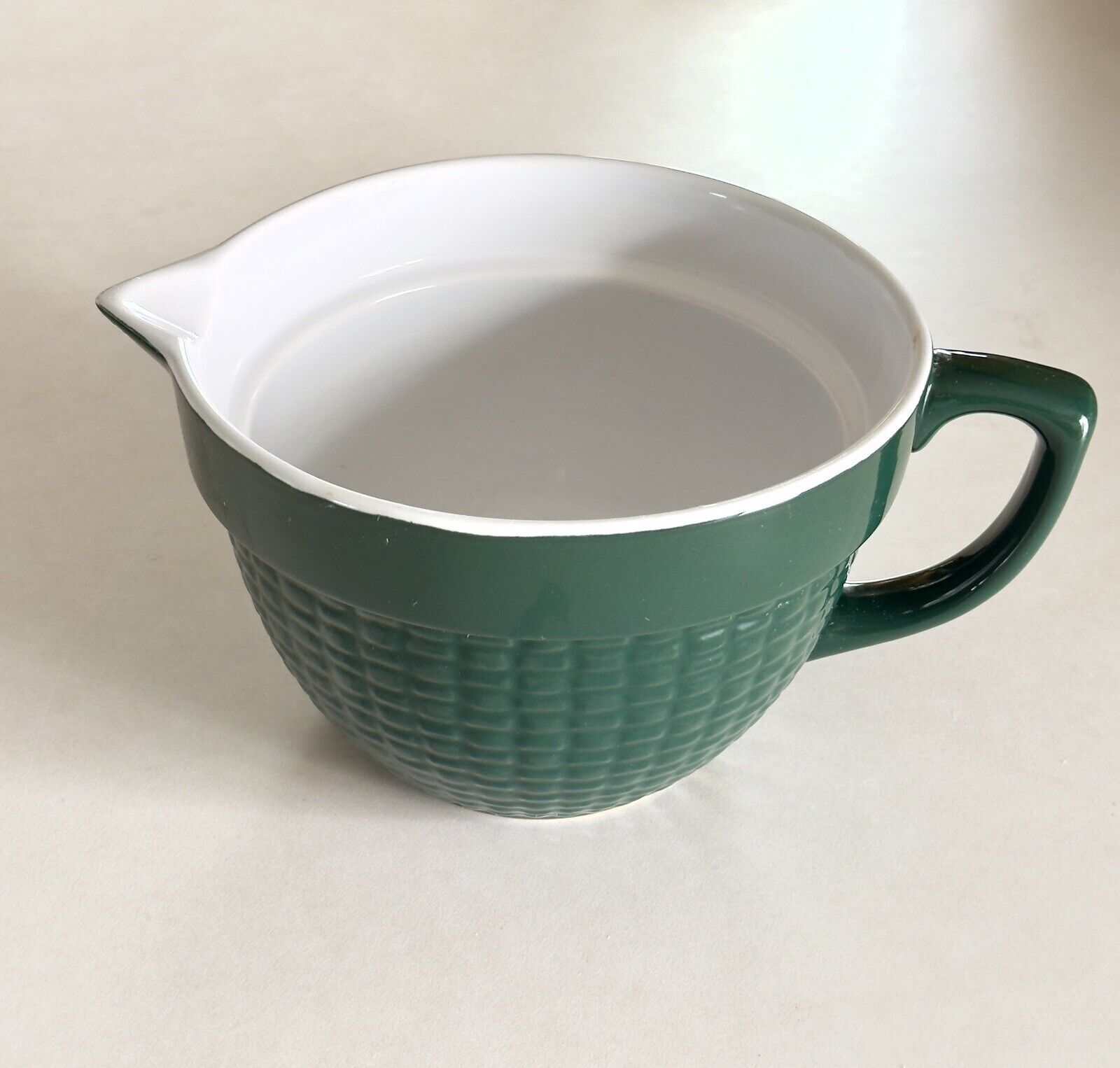 Kate Williams Stonewall Kitchen Spouted Mixing Bowl Green Gingham 2 Quarts
