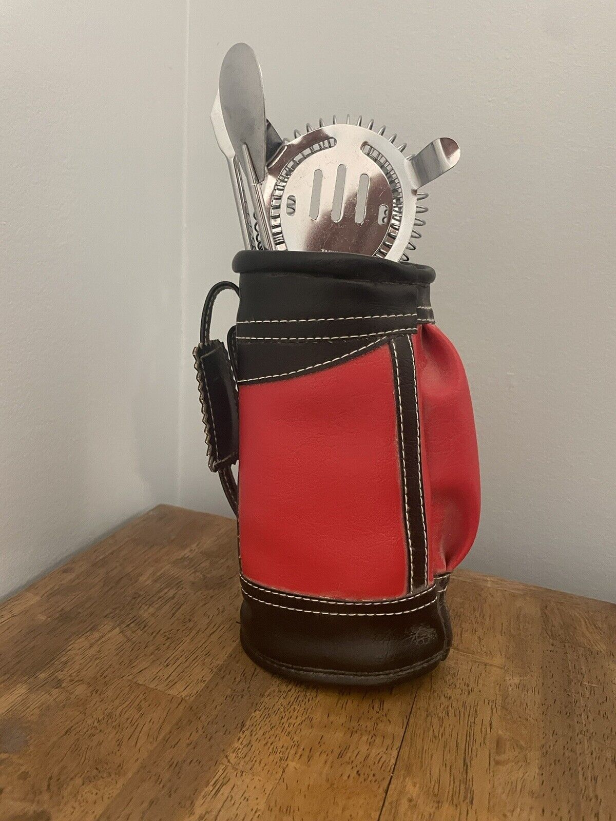 Vintage Golf Club Bar wear Set Bar Tool Set Golf Bag Golfing 7 Pieces