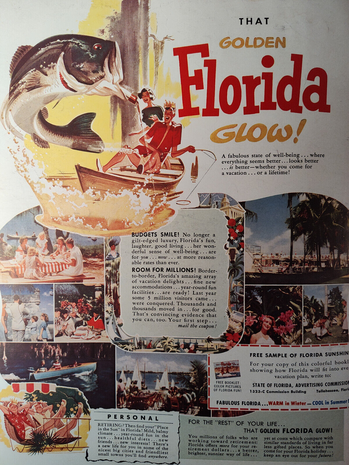 1953 Esquire Original Art Ad Advertisement FLORIDA TOURISM Front Cover