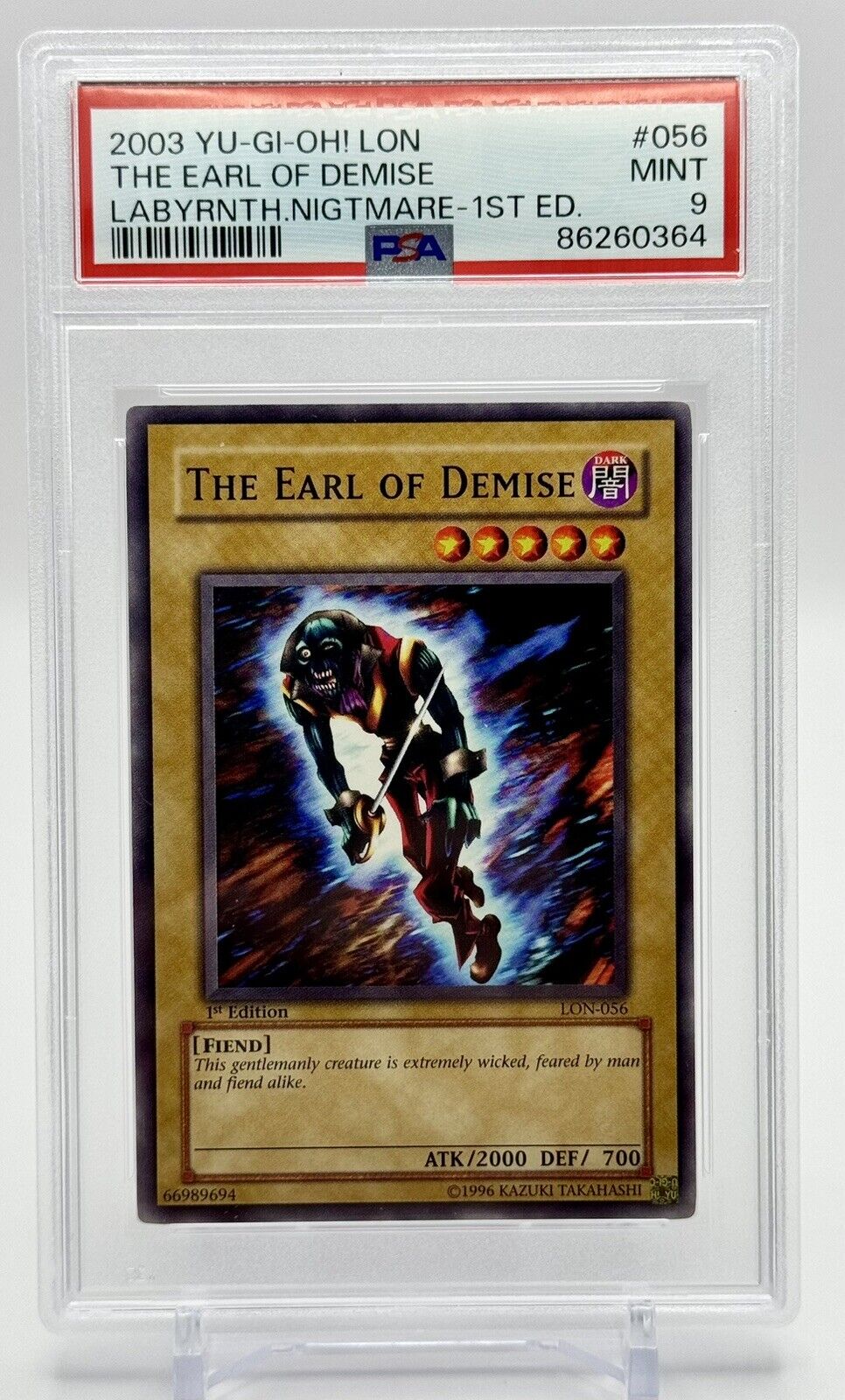 2003 Yu-Gi-Oh LON Labyrinth Nightmare 1st Edition The Earl Of Demise PSA 9 MINT