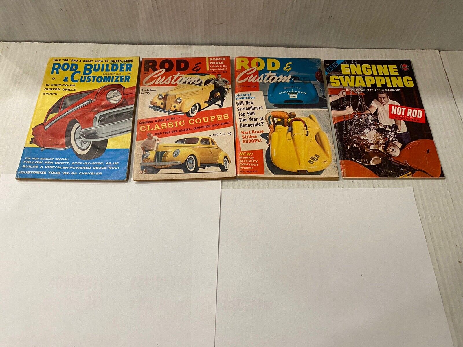 1950’s / 60’s Car Magazines Lot (4) Hot Rod / Rod & Custom / Rod Builder & Cust.