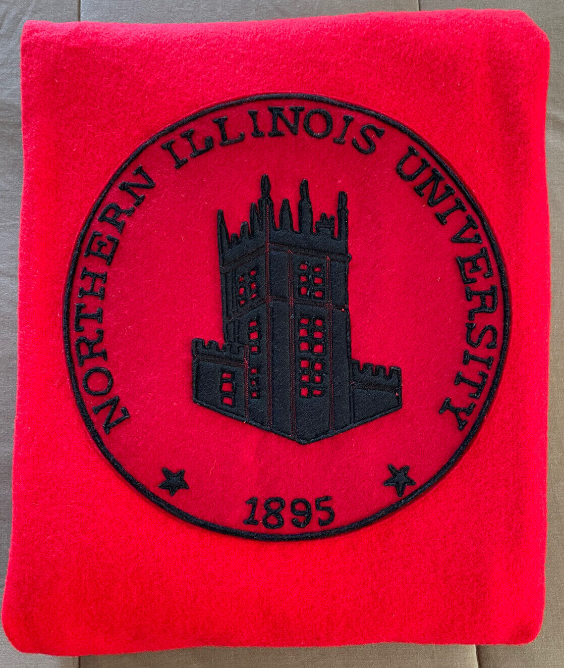 Vintage Northern Illinois University Red Wool Stadium Blanket 1950’s