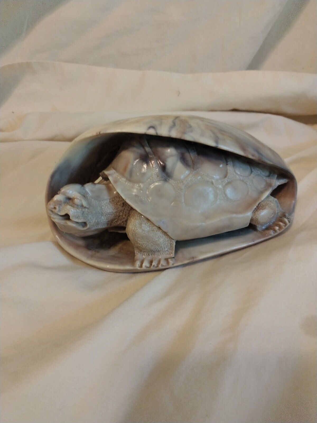 Unique Hand Carved Marble Stone  Turtle Figurine 7x 4 x 3.5 in