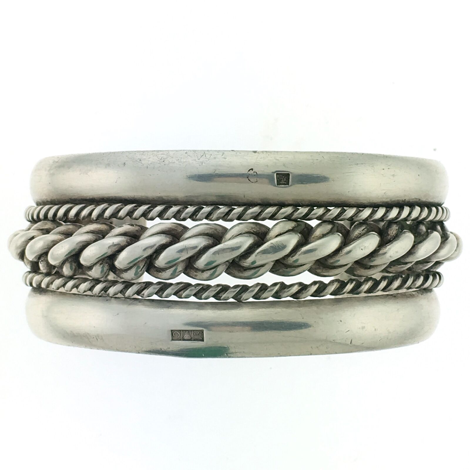 800 Silver Egyptian Siwa Twist Large Heavy Bracelet Cuff