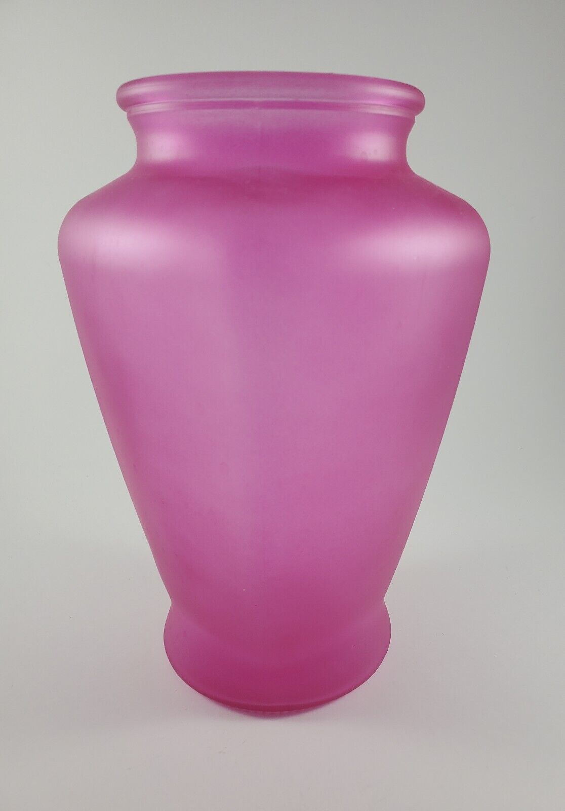 Vintage Frosted Glass Vase~Pink Rose 9\