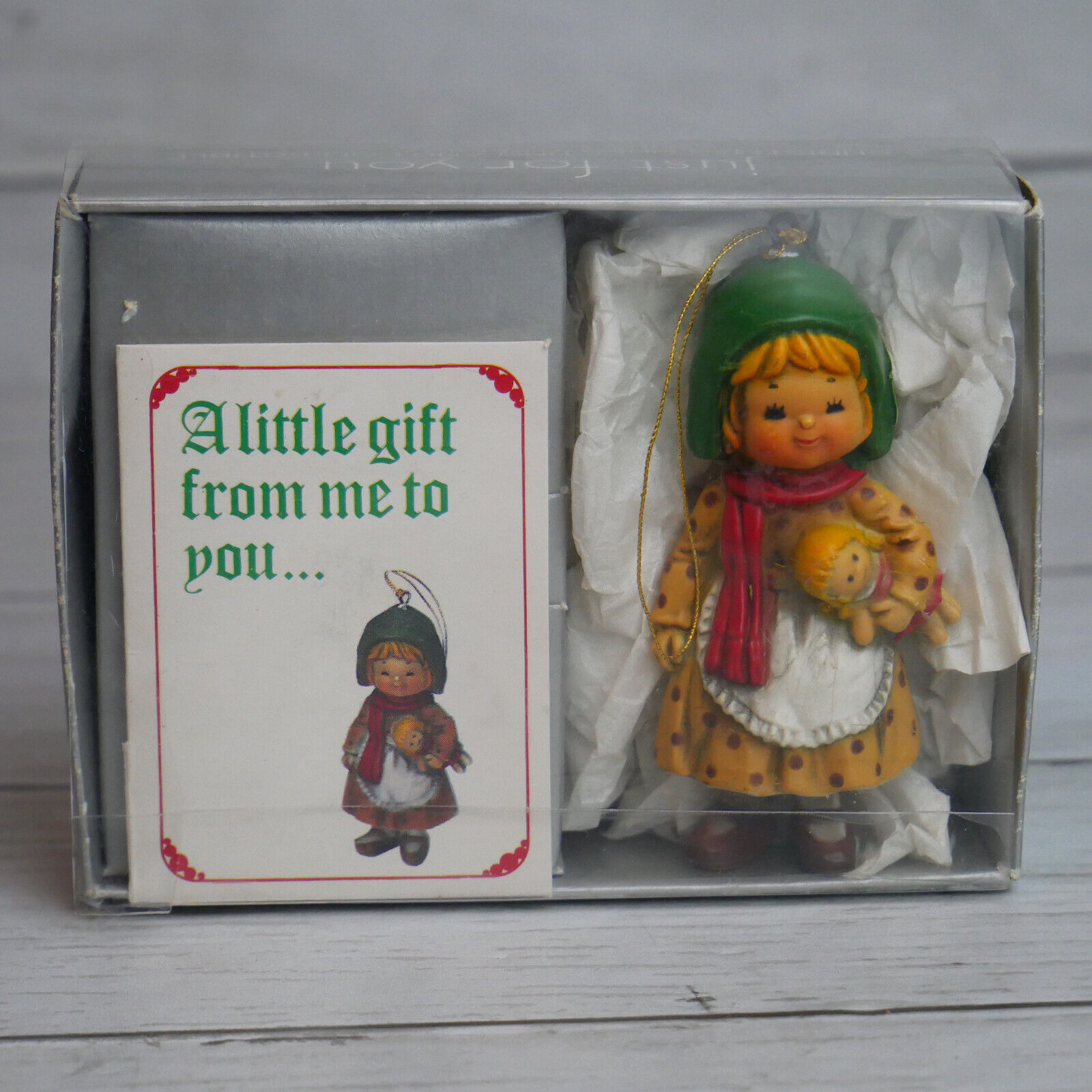 Vintage Bradford Christmas Ornament Just For You Holiday Figurine 1983
