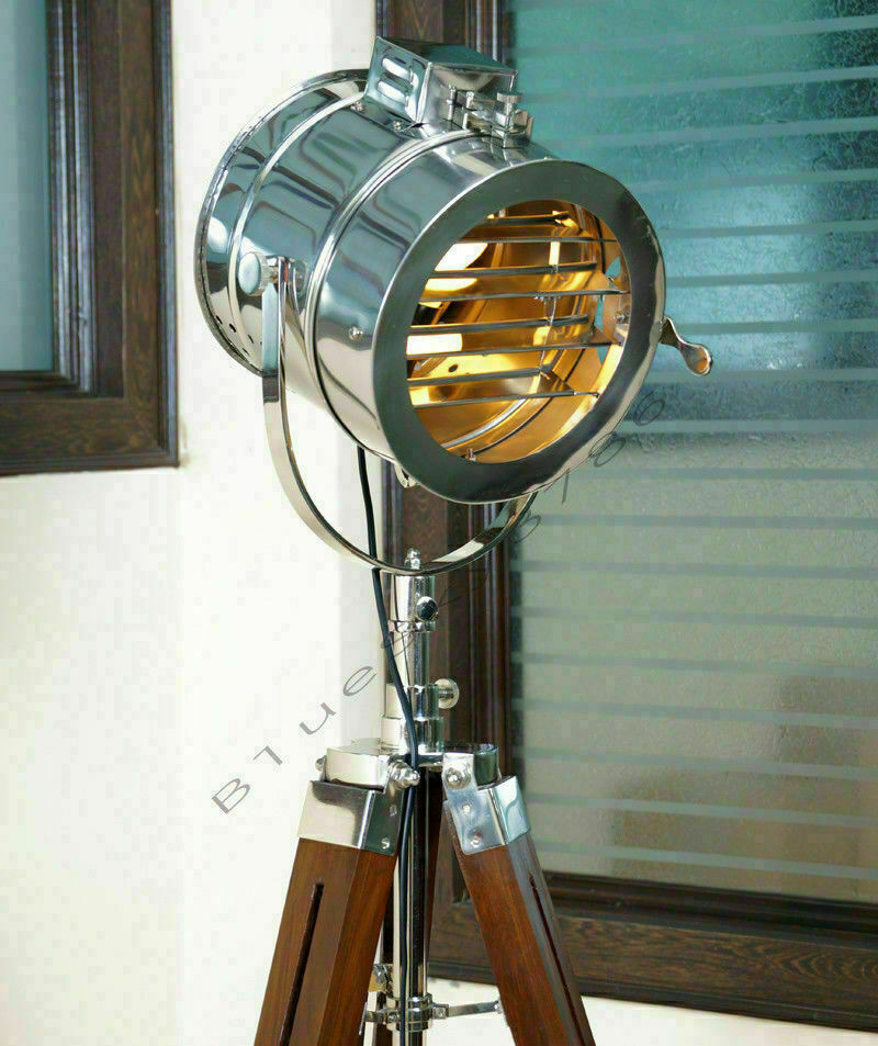 Nautical  Designer Marine Signal Search Light Nautical Tripod Floor Lamp