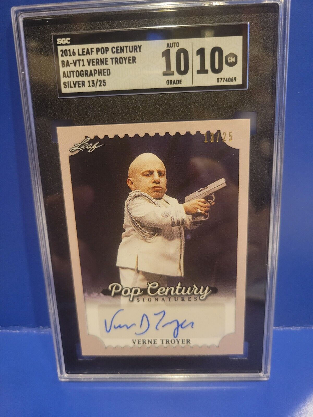 Verne Troyer 2016 Leaf Pop Century  Auto Card #\'d 13/25- SGC GRADE 10/10 POP 1