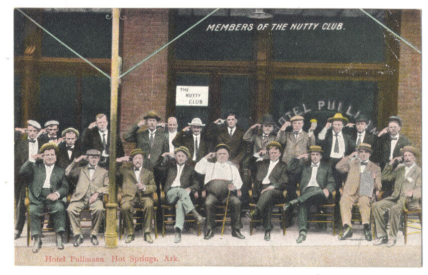 BIZARRE MEMBERS of the NUTTY CLUB - Hotel Pullmann HOT SPRINGS AR ca1908 Rare