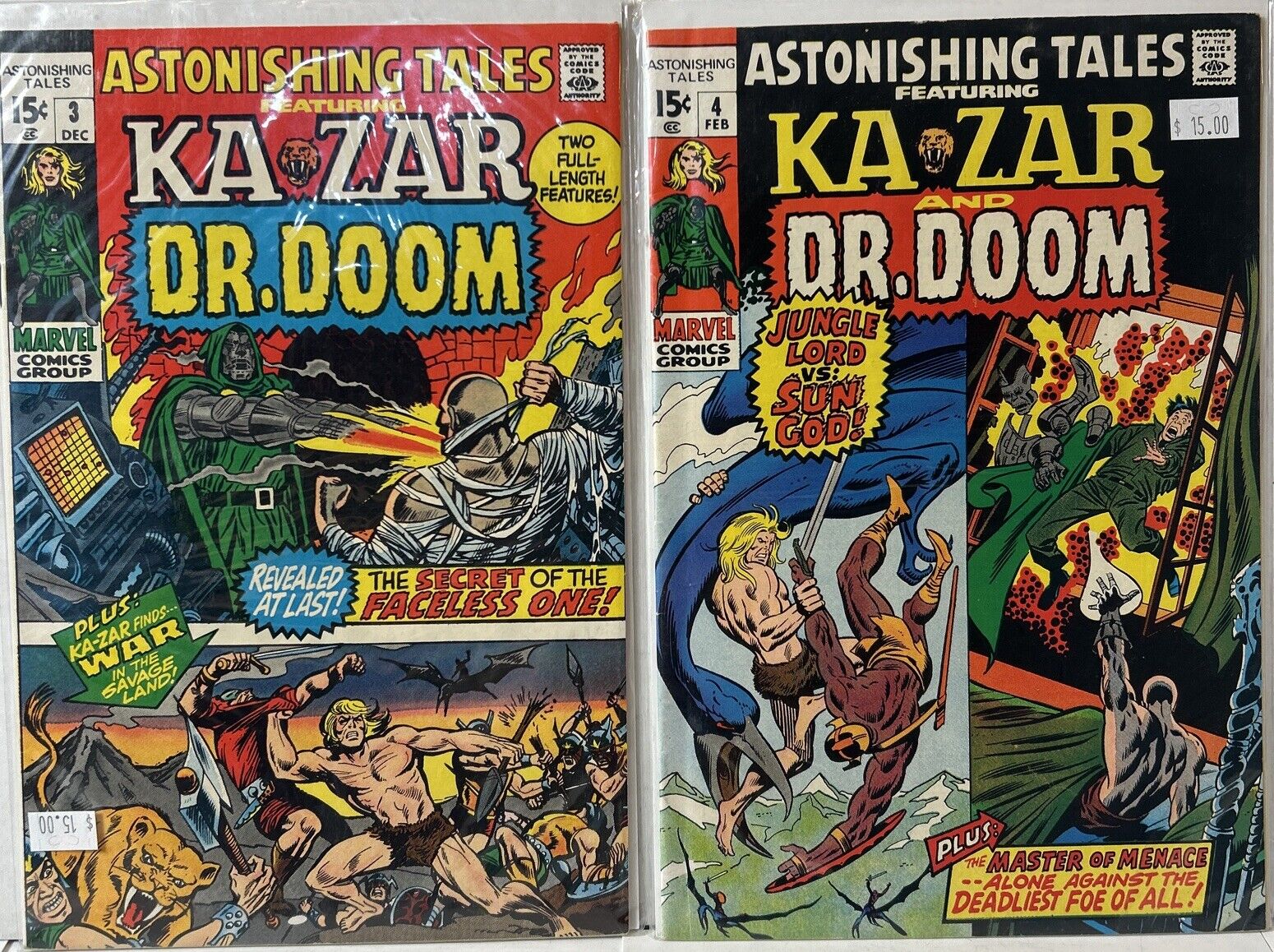 Astonishing Tales #3-4 (1970) Ka-Zar and Doctor Doom *Fine*
