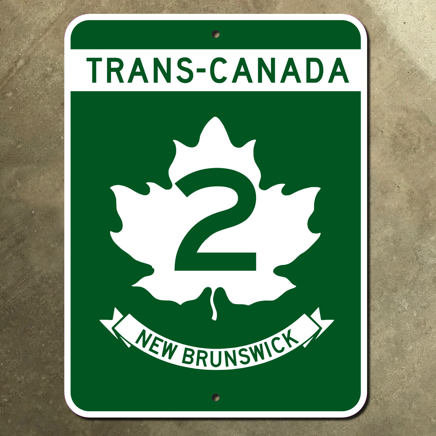 Canada New Brunswick Trans-Canada Highway 2 Moncton marker road sign 1980s 18x24
