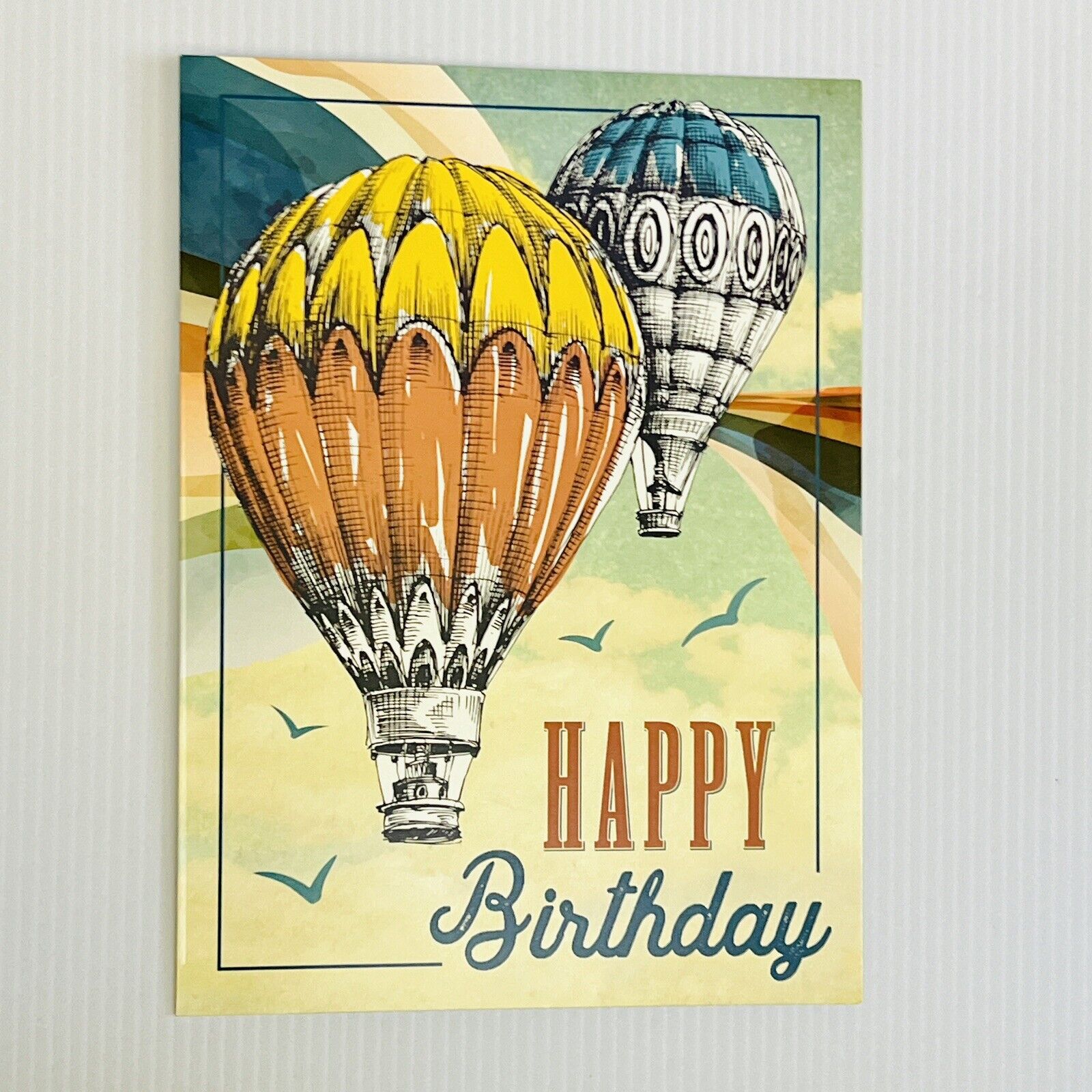 Hot Air Balloons Vintage Happy Birthday Greeting Card