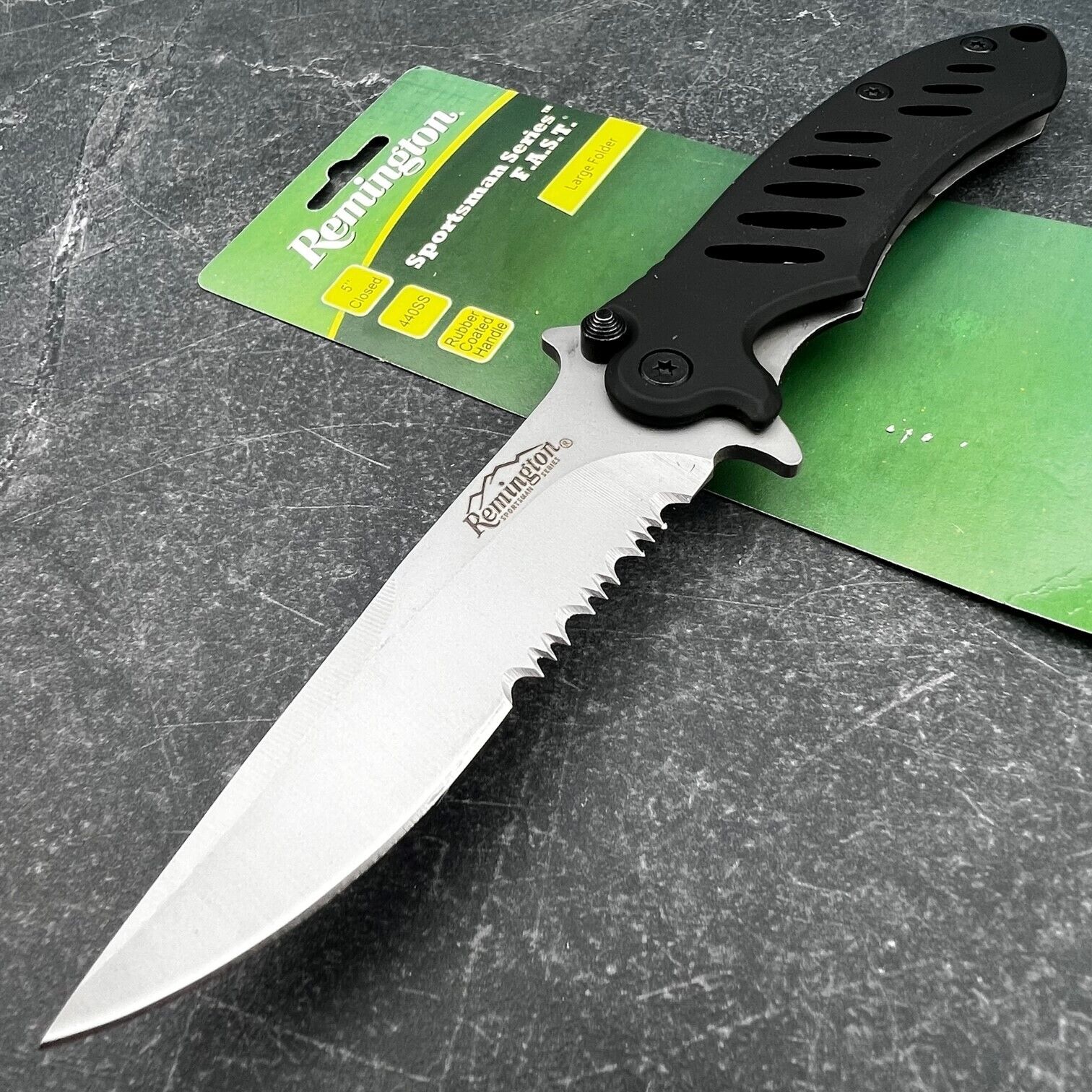 Remington Sportsman Large Black FAST Framelock Folding EDC Pocket Knife