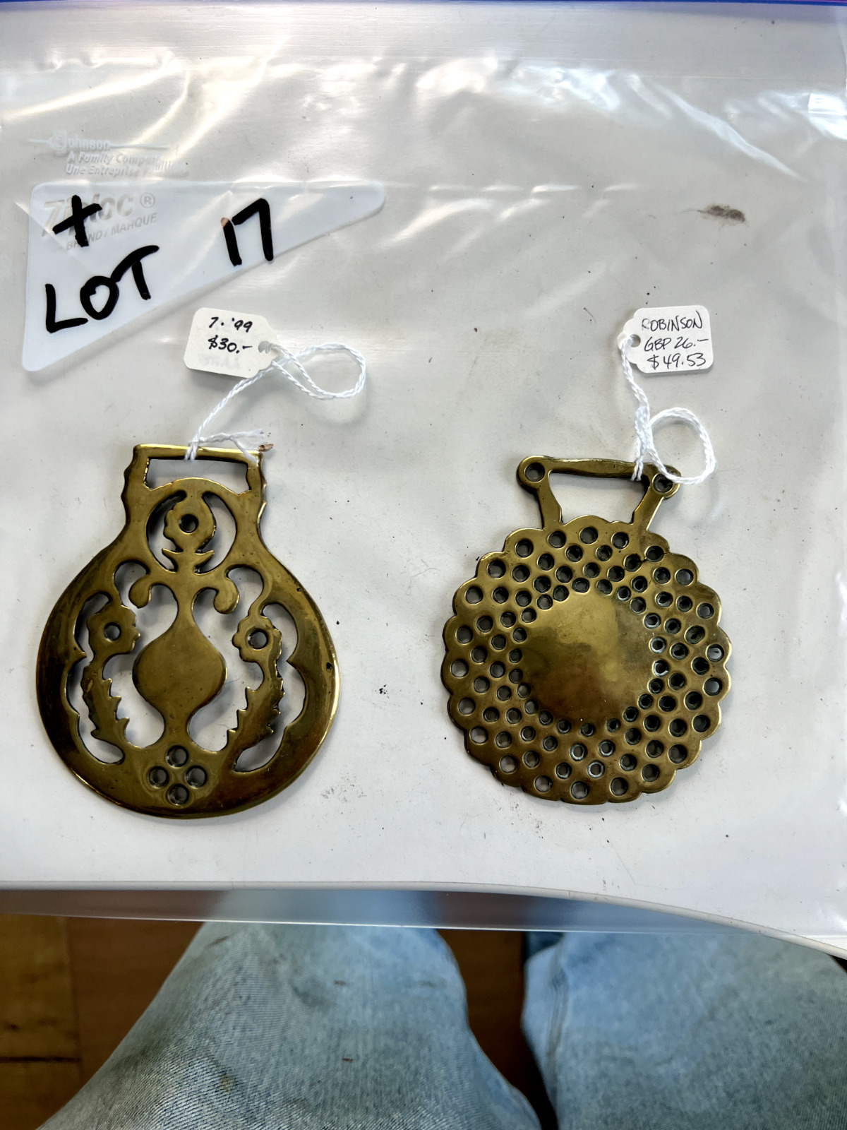 Antique Brass Horse Medallion Vintage Lot of 2 Shield Horseshoe AAHB My Lot #17