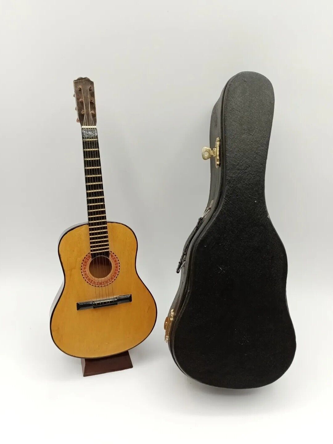 Miniature Acoustic Six String Guitar in Guitar Case w/Stand
